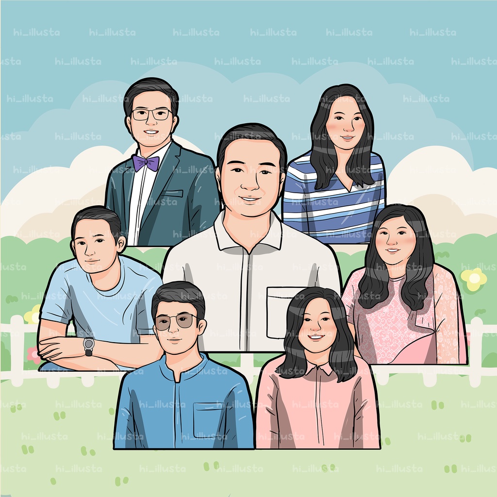 Jasa Ilustrasi / karikatur digital grup softfile kartun wajah