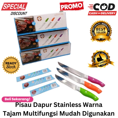 [BISA COD] PROMO Pisau Dapur Stainless Warna Tajam Multifungsi Mudah Digunakan Pisau Sayur Pisau Daging Pisau Kupas Pengupas Pisau Potong Pisau Stainless Termurah