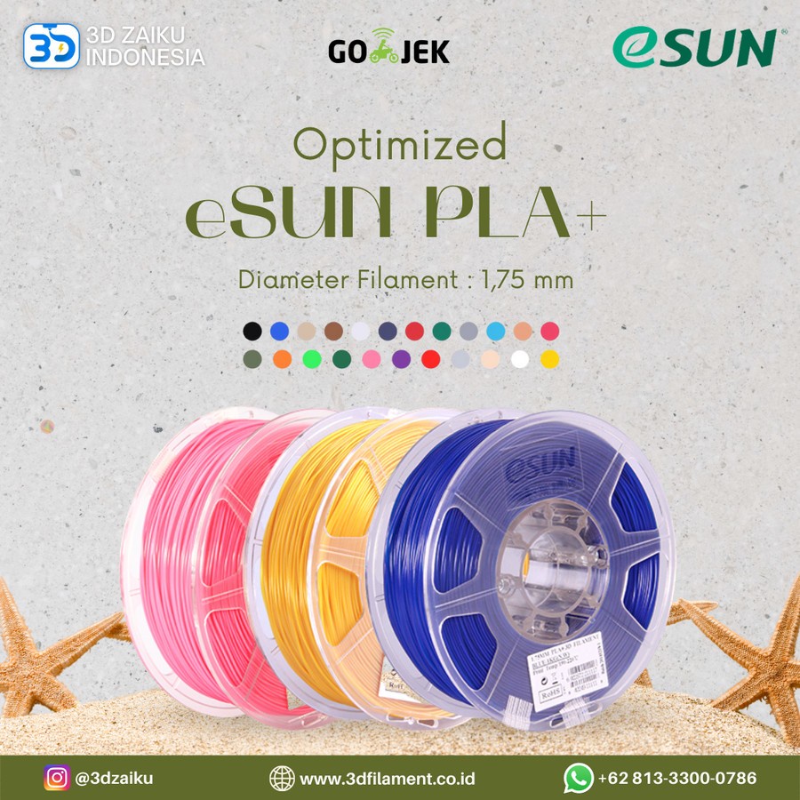 eSUN 3D Filament Terbaru Optimized PLA+ ABS+ Filament 1.75 mm