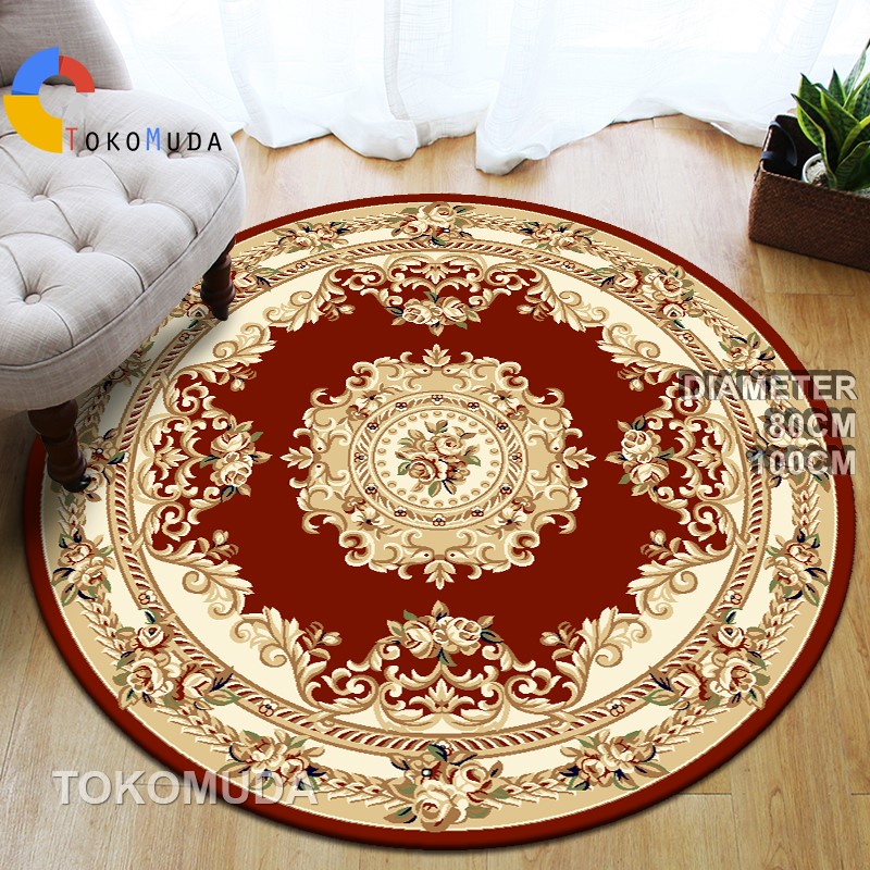 TOMUMUDA Karpet Bulat Polyster Diameter 100Cm Dan 80Cm/Karpet Bulat Aestetik /Karpet Bulat Modern lwk57