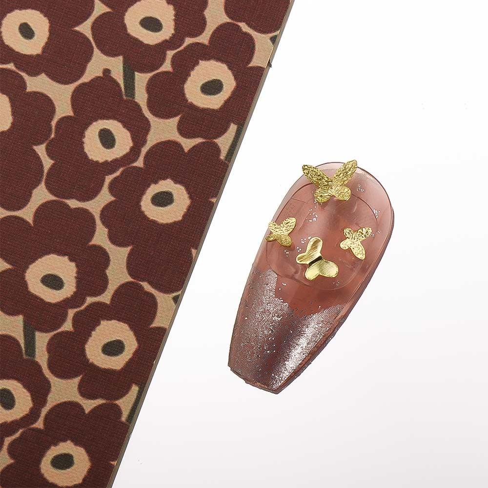 AUGUSTINA Agustina Butterfly Nail Art Dekorasi Jepang Frosted Warna Emas Logam Kupu-Kupu Hiasan Kuku Ukuran Campur Perhiasan Kuku 3D