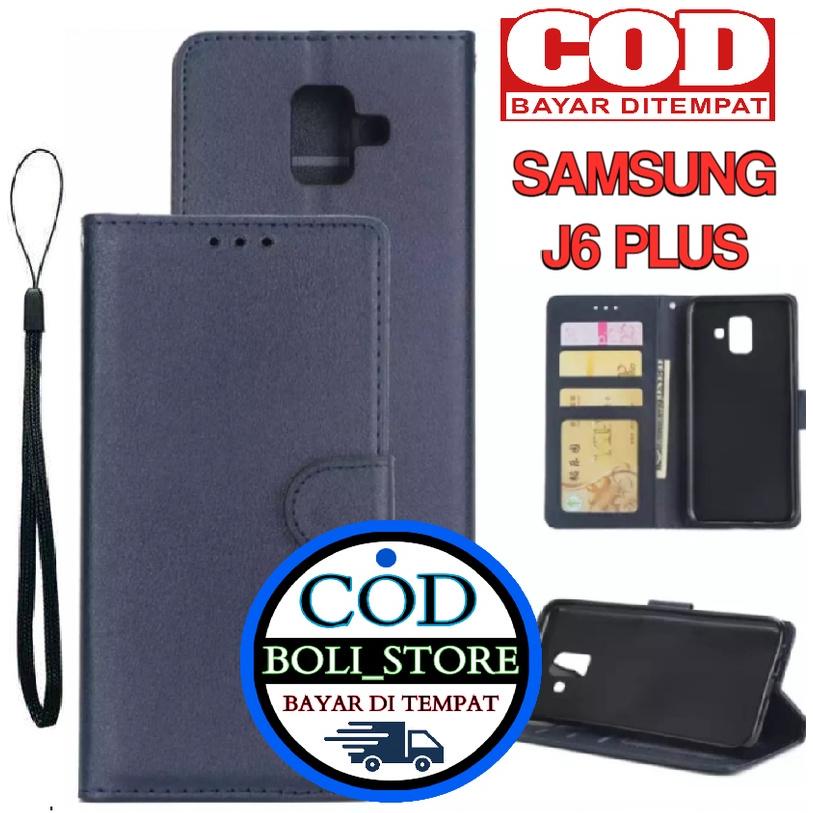 PRODUK- SAMSUNG GALAXY J6 PLUS LEATHER CASE -FLIP WALLET CASE KULIT SAMSUNG GALAXY J6 PLUS- CASING D
