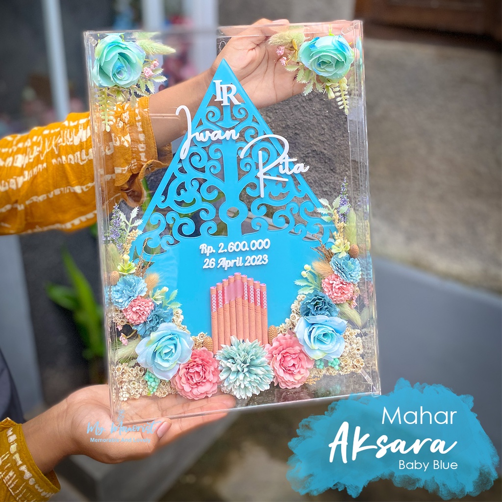 Mahar Aksara / Mahar pernikahan / Bunga Rustic / Akrilik