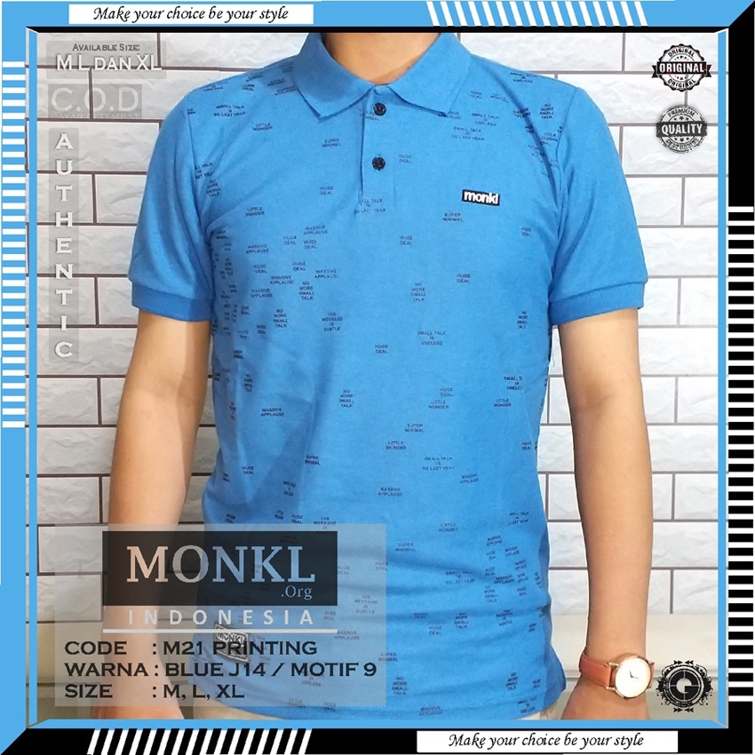 BAJU KAOS MONKL 100% ORIGINAL TSHIRT POLO KERAH GERIMIS SANGHAI WANGKI PAKAIAN OUTFIT DISTRO PRIA CO