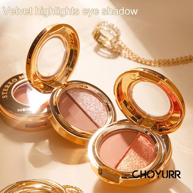 【COD】Eyeshadow Palette Highlighter 2 Warna Pigmented Kombinasi Glitter Eyeshadow Waterproof Makeup Original-CH