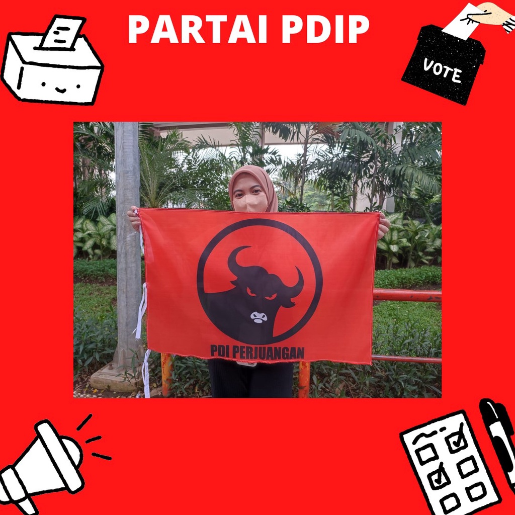 Bendera PDI PERJUANGAN/Cetak Bendera Partai Politik PDI/Cetak Bendera Partai Satuan/Cetak Bendera Pa