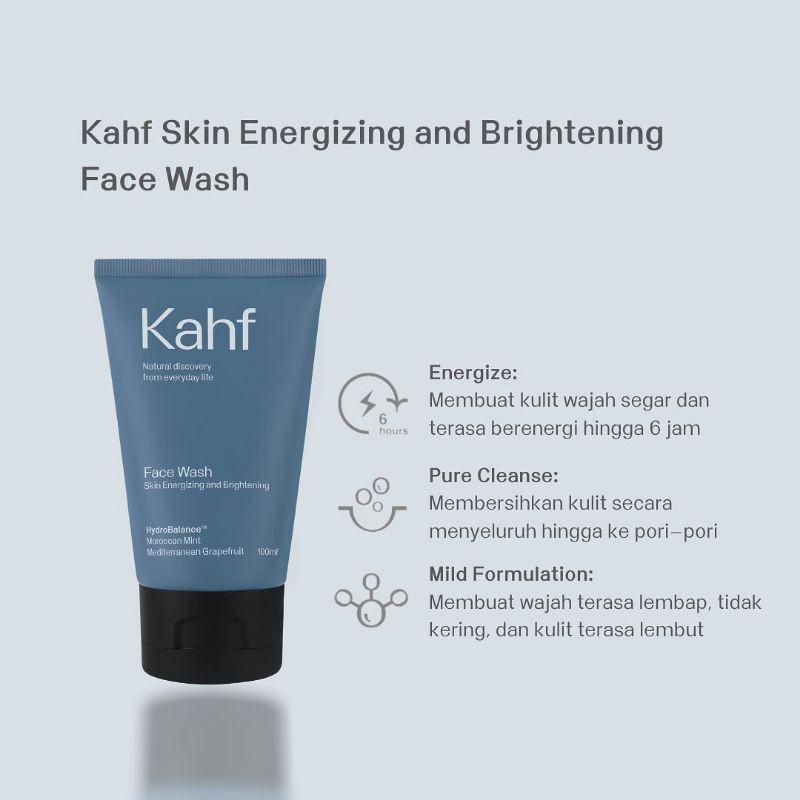 Kahf Skin Energizing and Brightening | Oil and Acne Care | Triple Action Oil and Comedo Defense | Gentle Exfoliating Face Scrub Wash 100ml Sabun Pembersih Wajah Pria