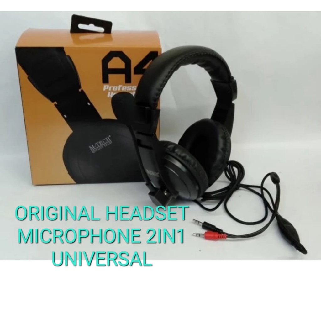 J461 ORI HEADPHONE MICROPHONE HANDPHONE KOMPUTER 2IN1HEADSET MEETING ONLINE VIDEO CALL GAME UNIVERSA