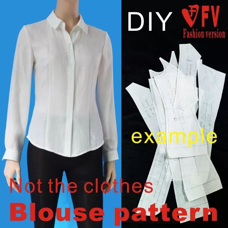 Pola Kemeja Wanita Lengan Panjang (JUAL POLA BUKAN BAJU)