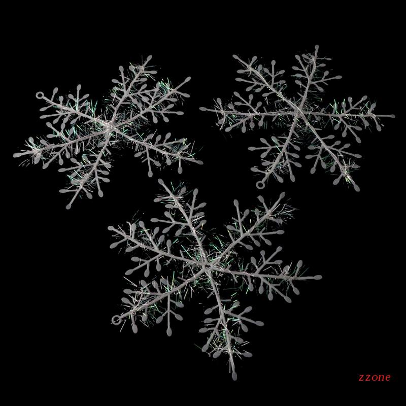 Zzz 3 /9 /15Pcs Ornamen Snowflake Putih Pohon Natal Deco Festival Dekorasi