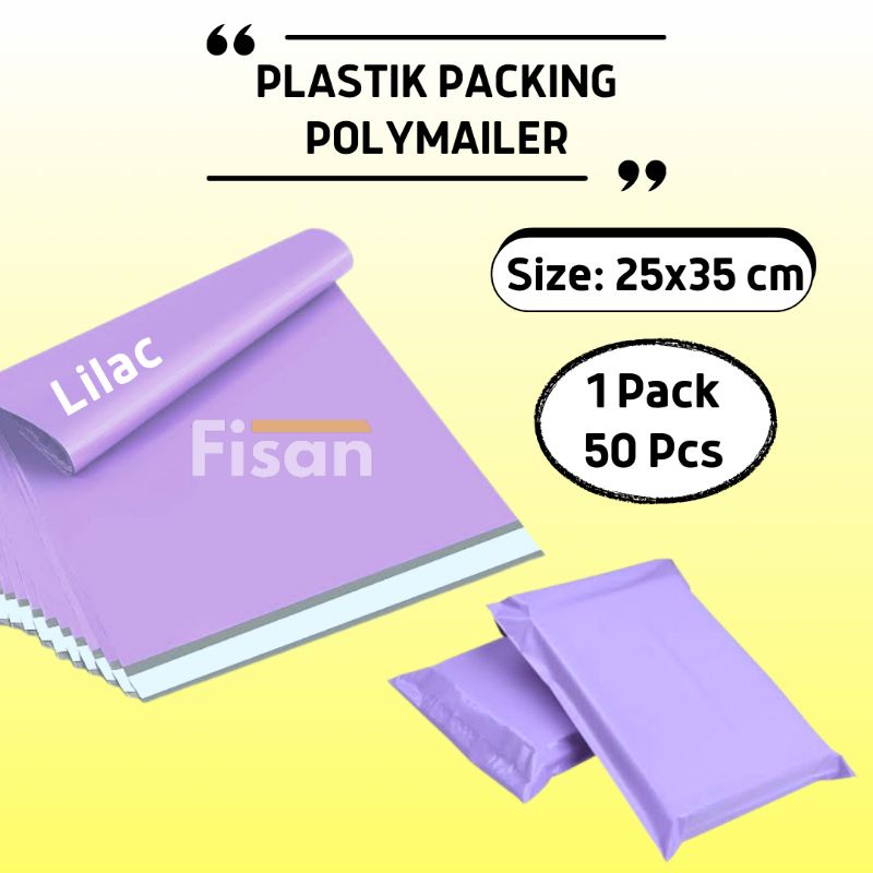 

50 Pcs Polymailer Warna Kantong Plastik Packing Lilac 25x40