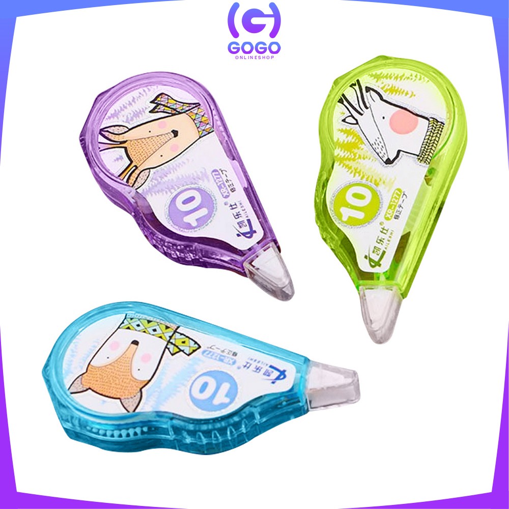 GOGO-A52 Correction Tape Karakter Hewan Lucu Perlengkapan Sekolah Pita Tipex Koreksi Multifungsi / Tip Ex Kertas Anak Sekolah Correction Import