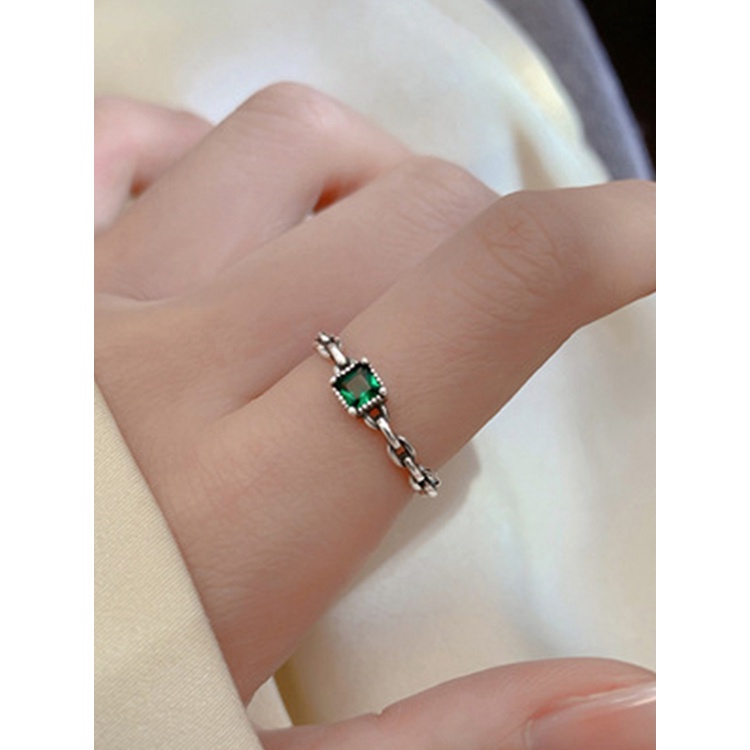 Baru Vintage Zamrud Zirkon Terbuka Manset Jari Cincin Untuk Wanita Gadis Fashion Trendi Perhiasan Hadiah