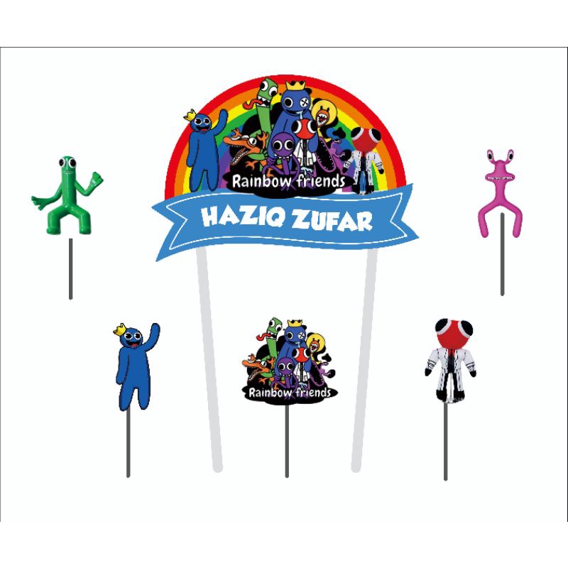 Topper Cake Rainbow Friends Design (PAKE NAMA)