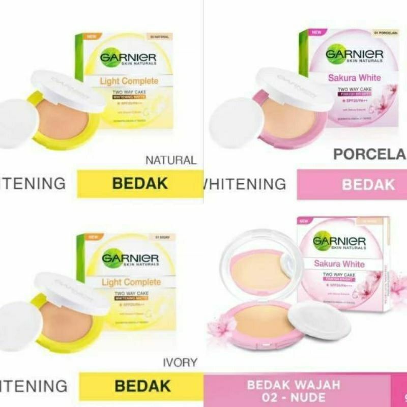 GARNIER TWO WAY CAKE - SAKURA WHITE LIGHT COMPLETE BEDAK PADAT BPOM