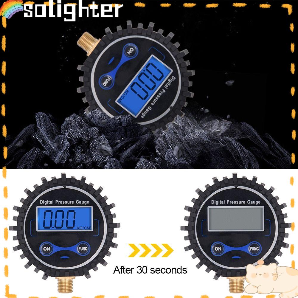 Solighter Alat Ukur Tekanan Ban Digital Presisi Tinggi 1per8 &quot;NPT LCD PSI Meter