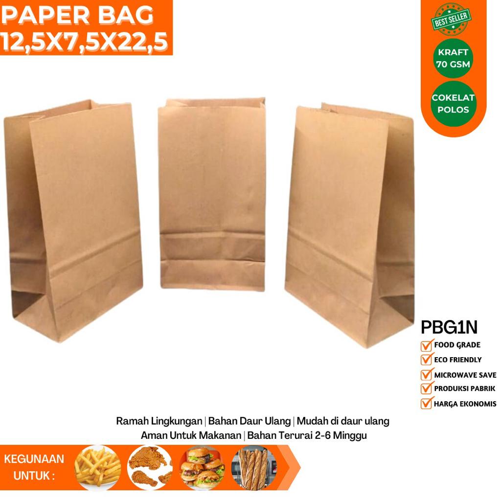 Paper Bag Fried Chicken 12.5X7.5X22.5 (Isi 50 Pcs-PBG1N)