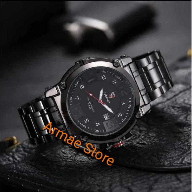 COD Jam Tangan Pria Leopard Rantai Stainlees Steel Water Resist