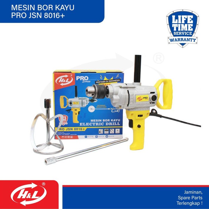 HL Electric Drill Plus Mixer 16mm Mesin Bor Kayu 16 mm Pro JSN 8016