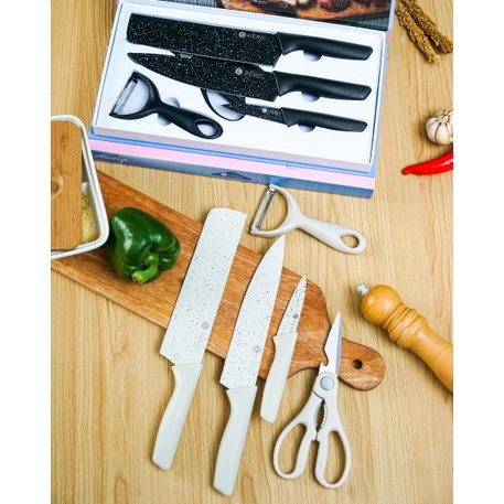 [Pisau Dapur] Pero Granite Knife Set Of 5 / Set Pisau Dapur Granite Anti Lengket [Knife]
