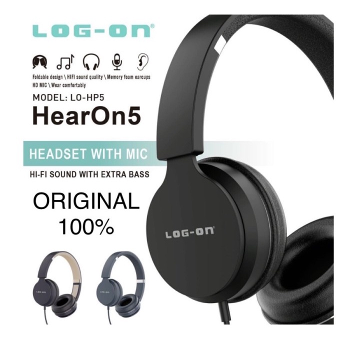 Headset LOG-ON LO-HP5 Headphone Kabel LOG-ON HearOn5 LOG-O( GARANSI 1 TAHUN )
