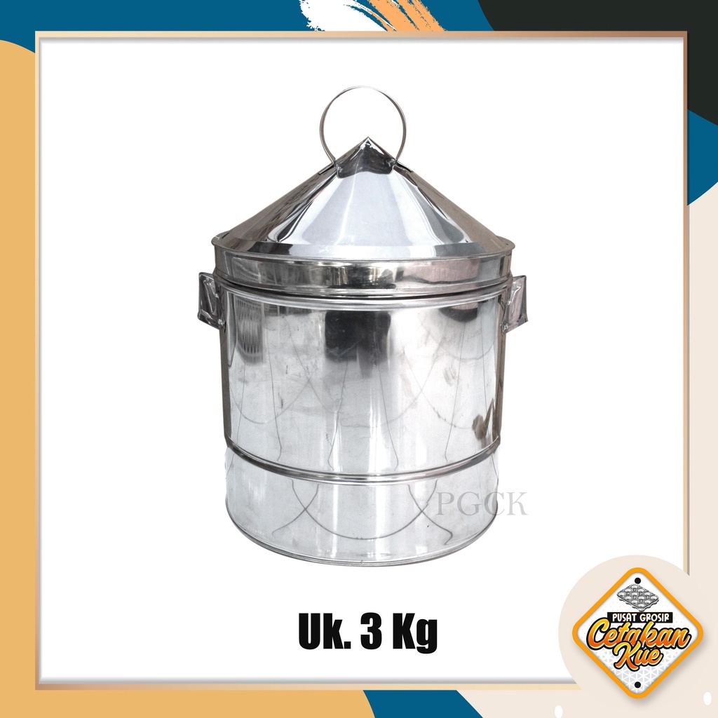PGCK Soblukan Kukus Nasi ukuran 3kg Stainless tebal / Dandang Kukusan Bulat