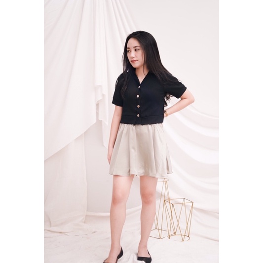 Rib Kemeja Basic crop Top | Kemeja Crop Top | Rib Crop Top Kancing | Botton Crop Top | Shirt Rib Cro