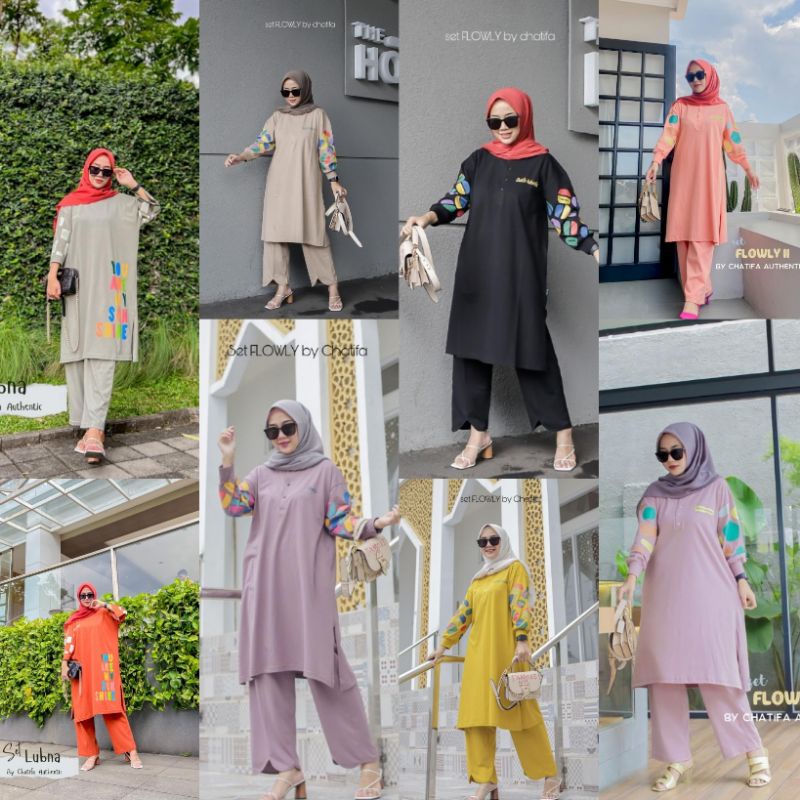 Chatifa Set Long Tunik Crinkle Premium Airflow / Setelan Wanita Ld 110 Long Tunik / Setelan Crinkle 