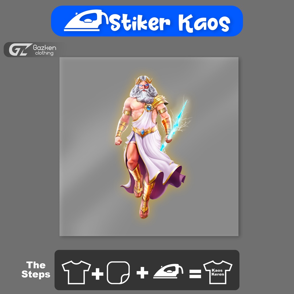 Stiker Kaos Gates of Olympus Zeus Lightning Bolt Pragmatic Play si Kakek Sticker Sablon Tempelan Baj