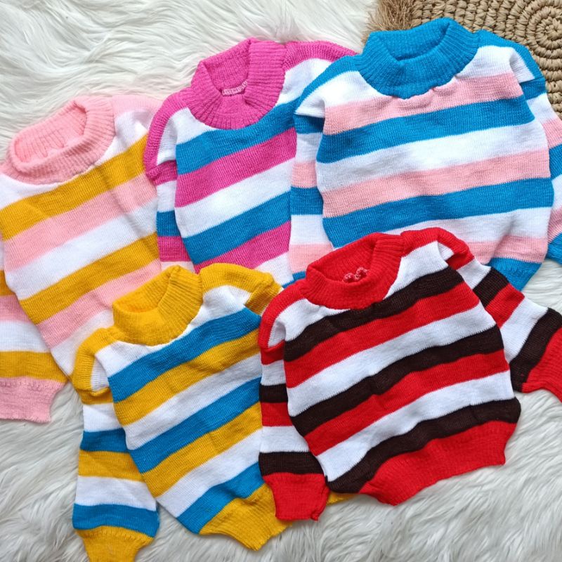 Sweater rajut bayi colorfull 3-12 bulan