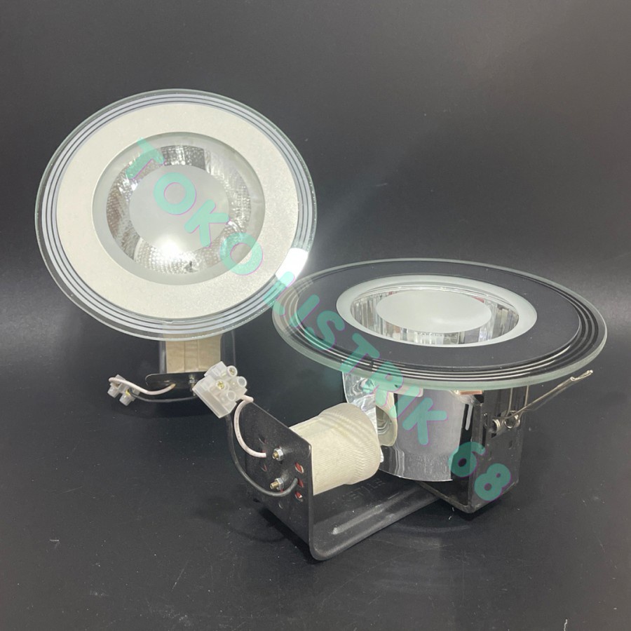 kap fitting lampu downlight 4 inch 4" BULAT rumah fitting miring e27