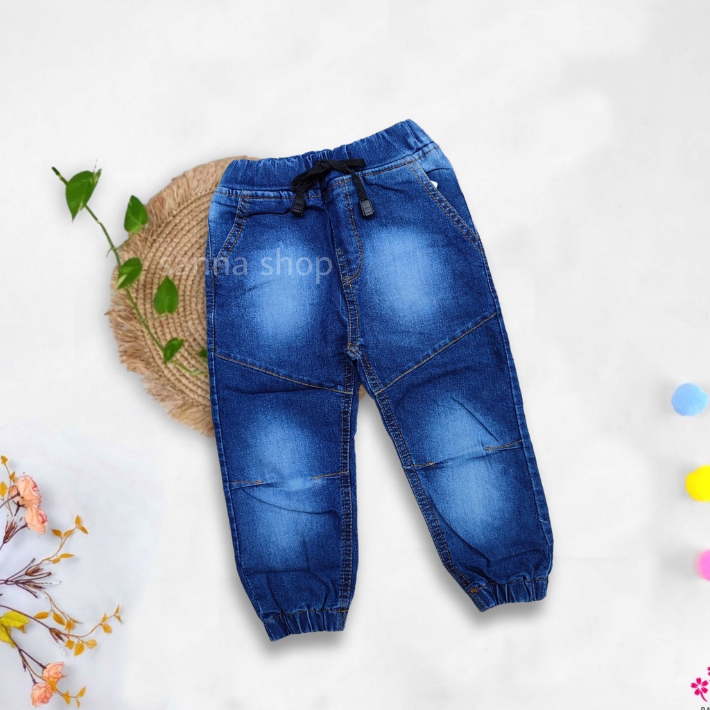 Celana panjang jeans jogger anak laki laki streach , bawahan denim anak rider