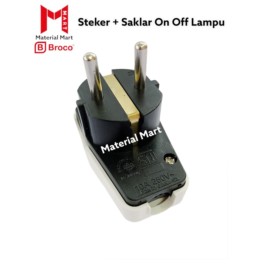 Broco Steker Saklar | Colokan Steker Saklar On Off White | Steker Lampu | Material Mart