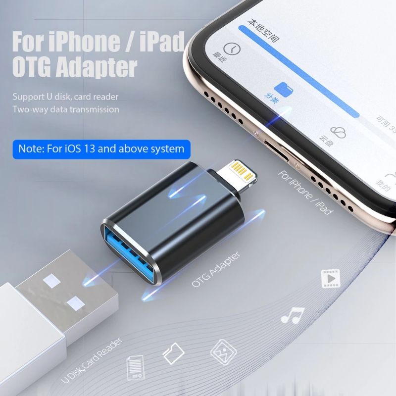 OTG Adapter Untuk for iPhone Lightning to ke USB A 3.0 iPhone 7 8 X 11 12 13 14 pro max