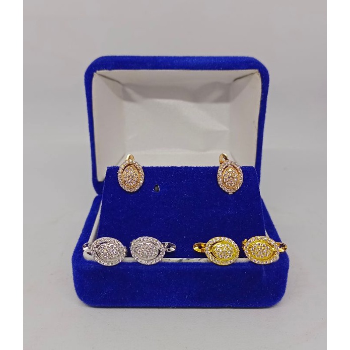 anting jepit oval mp full/ anting perak asli silver 925 lapis emas/ anting fashion wanita impor