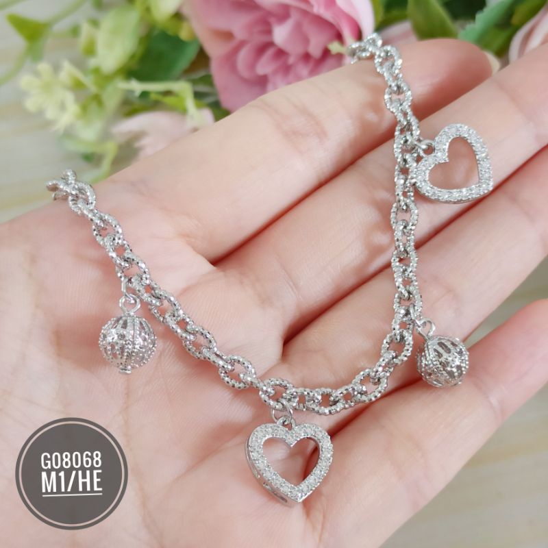 Gelang xuping Jurai Rantai Nori ukir Love Zircon G08068