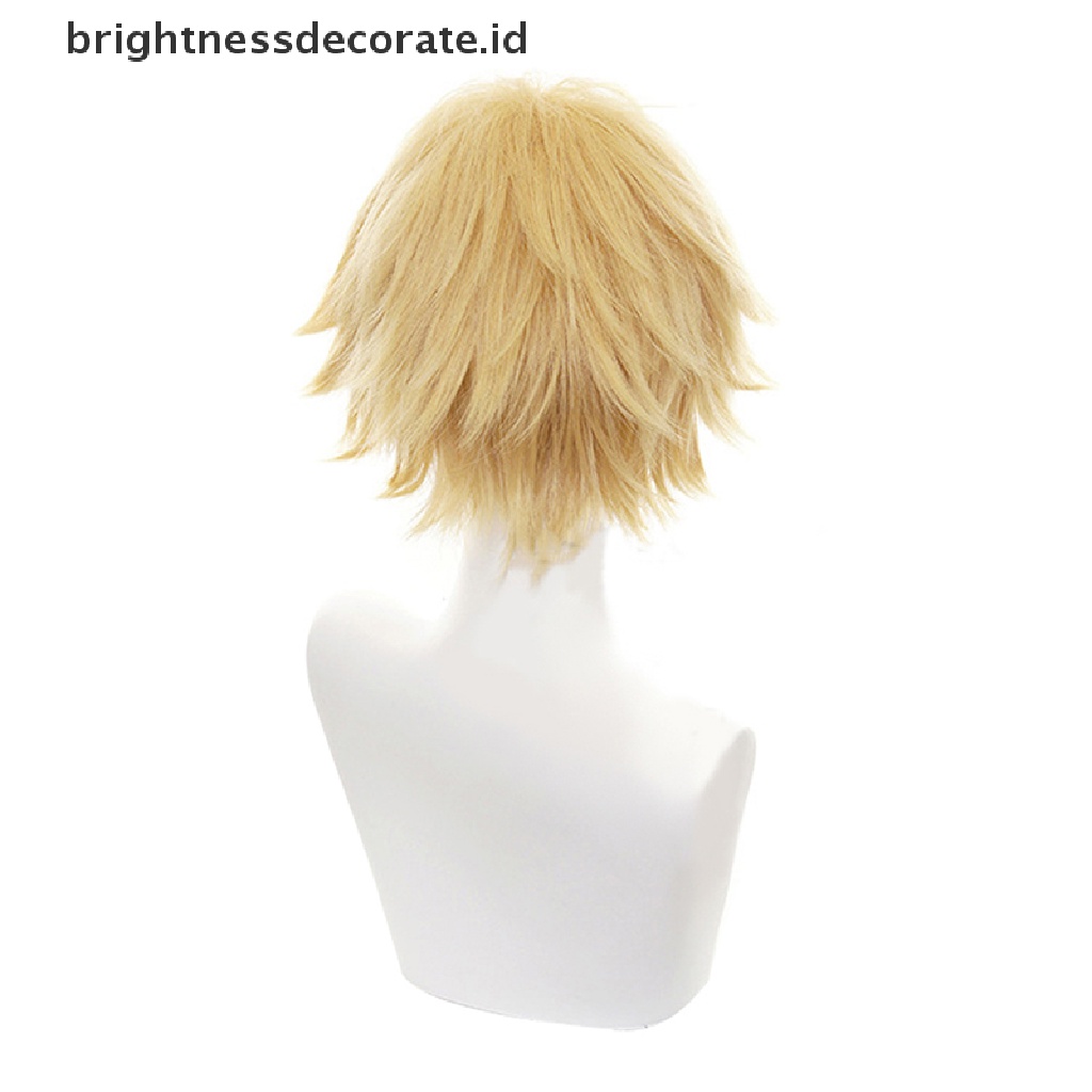 [Birth] Chain Man Denji Cosplay Kostum Wig Pria Anime Halloween Emas Rambut Pendek [ID]