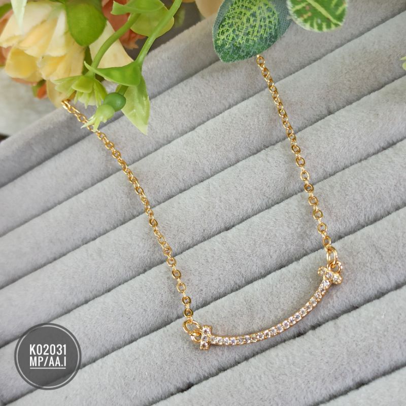 Kalung Fashion Rhodium zircon gold K02030/K02031