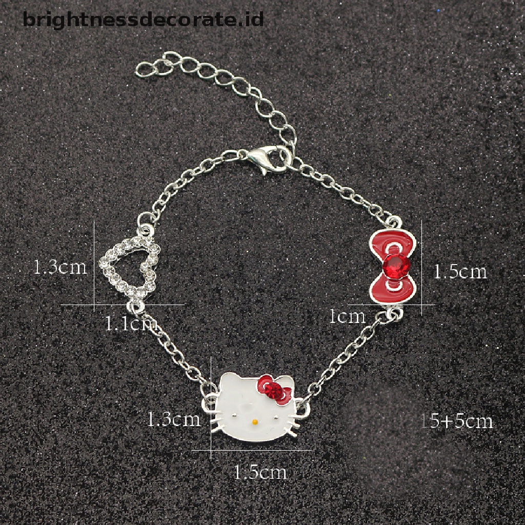 [Birth] Kitty Gelang Stainless Steel Charm Kartun Gelang Untuk Wanita Gadis Anak [ID]