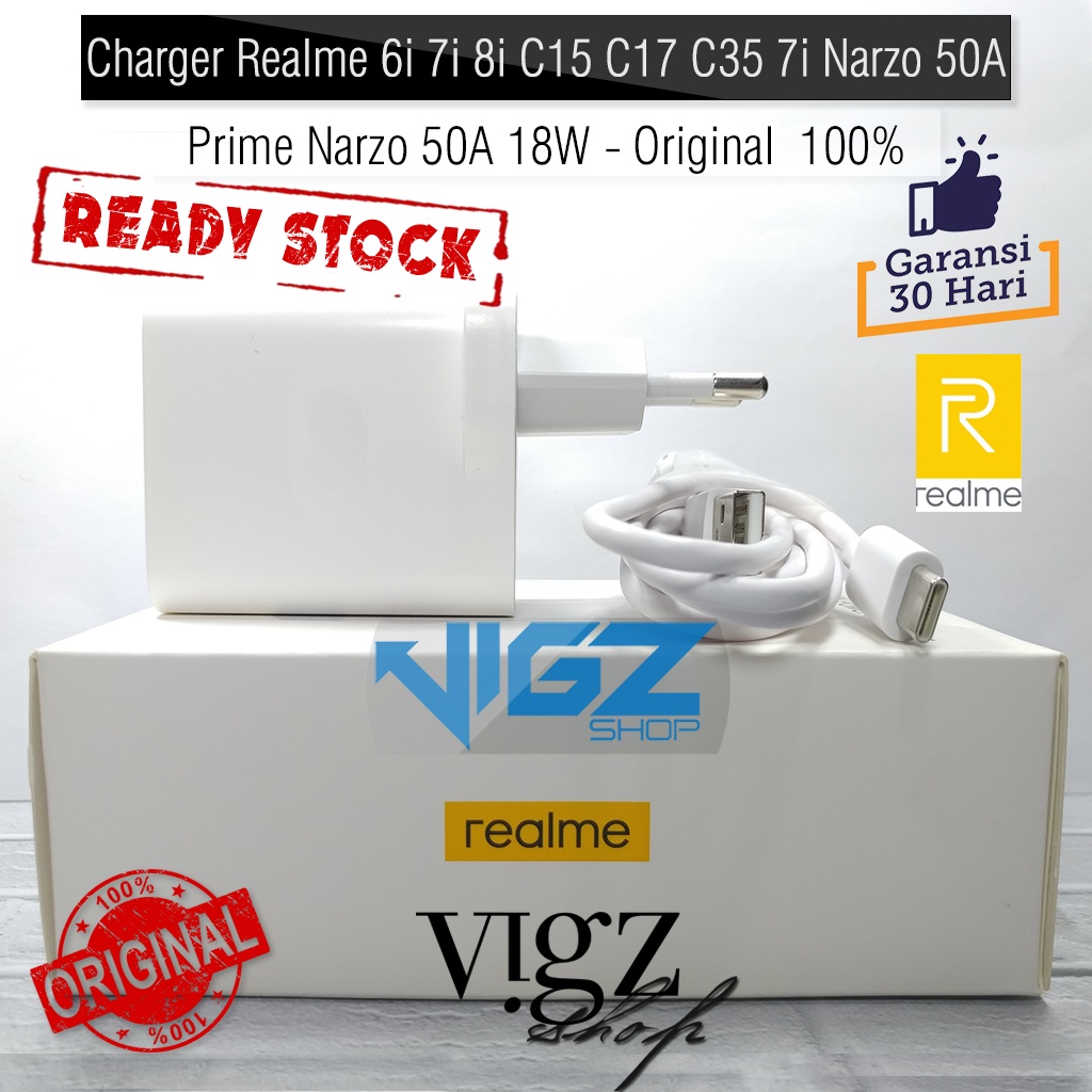 Charger Realme 6i 7i 8i C15 C17 C35 Narzo 50A Prime Narzo 50A 18W Original 100%