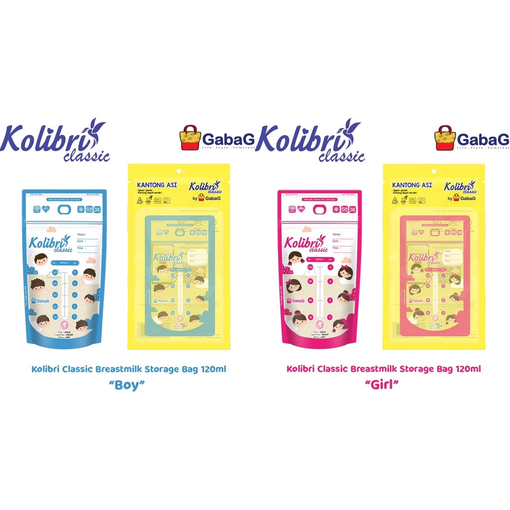 Gabag Kolibri Breast Milk Storage Bag Classic Boy Kantong ASI 120ml // Gabag Classic Boy // TEMPAT ASI