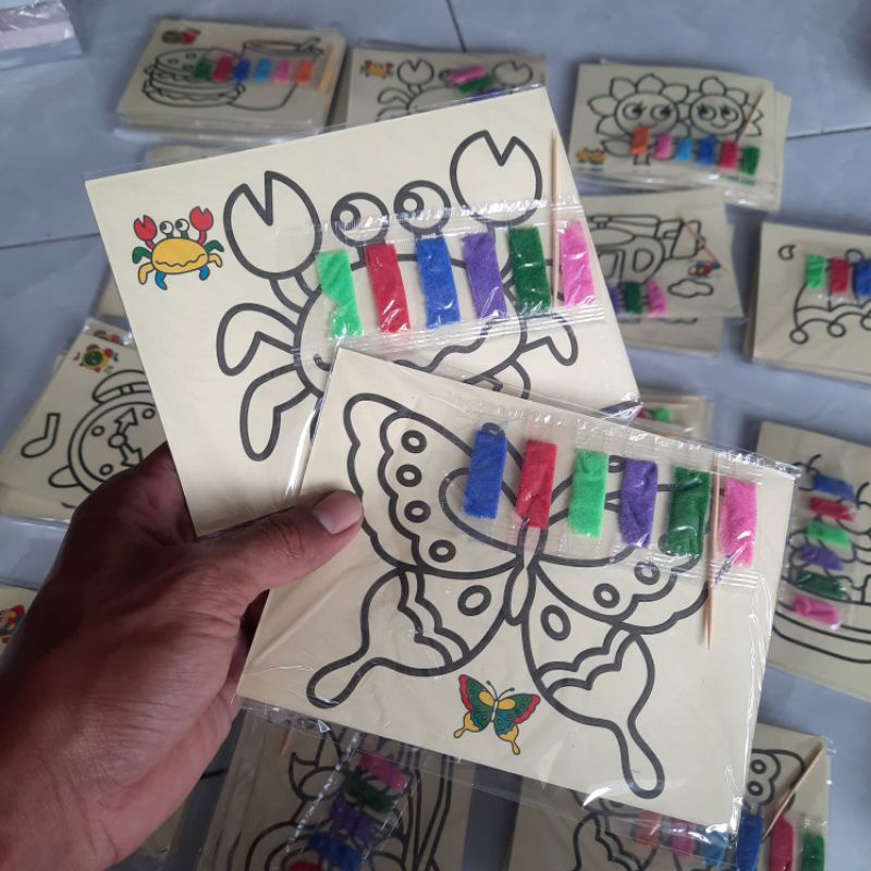 Pasir gambar tabur - Mainan Edukasi Anak Mewarnai Gliter Warna Jadul