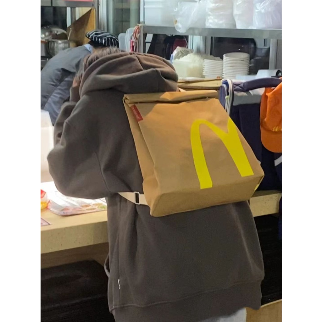 ☜Sera McDonald s schoolbag paper bag backpack women s backpack large-capacity bag student class creative peripheral bag