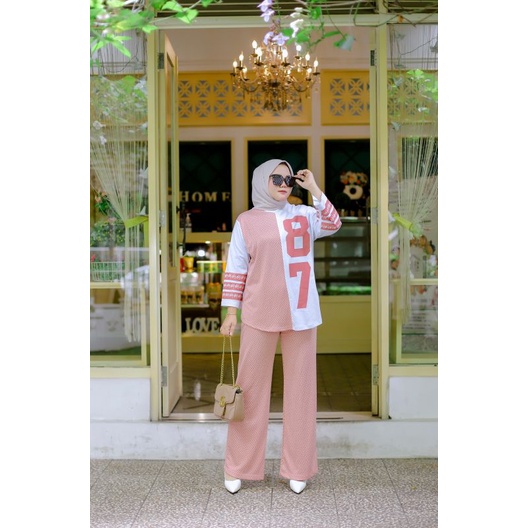 Celine Set By EVT original Matt Cotton combed 24s Mix Knit corak Import