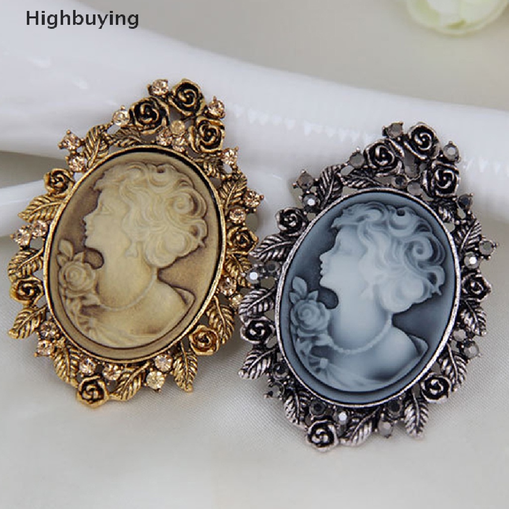 Hbid 1X Vintage Cameo Victorian Style Kristal Pesta Pernikahan Wanita Liontin Bros Pin Glory