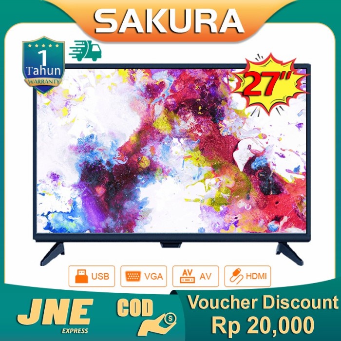 Tgs Weyon Sakura Tv Led 27 Inch Support Usb-Hdmi-Vga-Dc-Rca