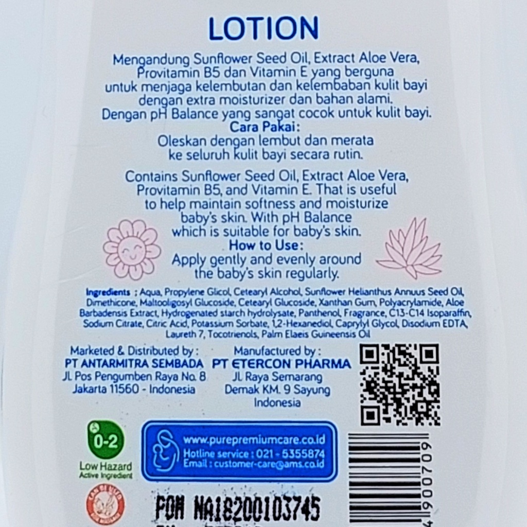 Pure BB Lotion 80ml PureBB Daily Losion Bayi Menjaga Kelembutan Kelembapan