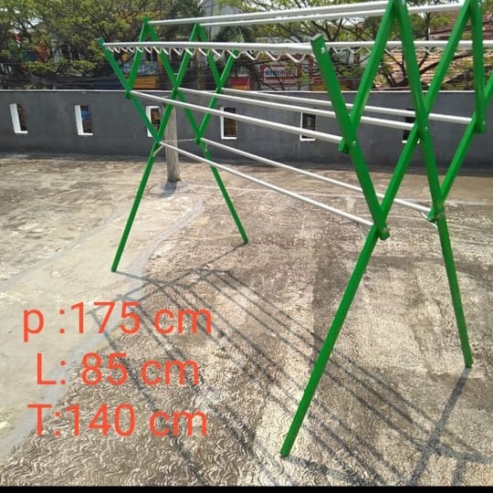 Jemuran Jemuran Baju Alumunium175Cm Jemuran Alumunium + Hanger Pakaian