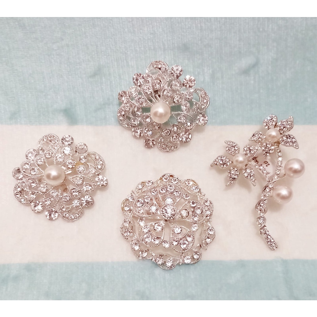Brooch/Bross Hijab/Baju Wanita Bunga Swaroski Permata Shiena Accesories