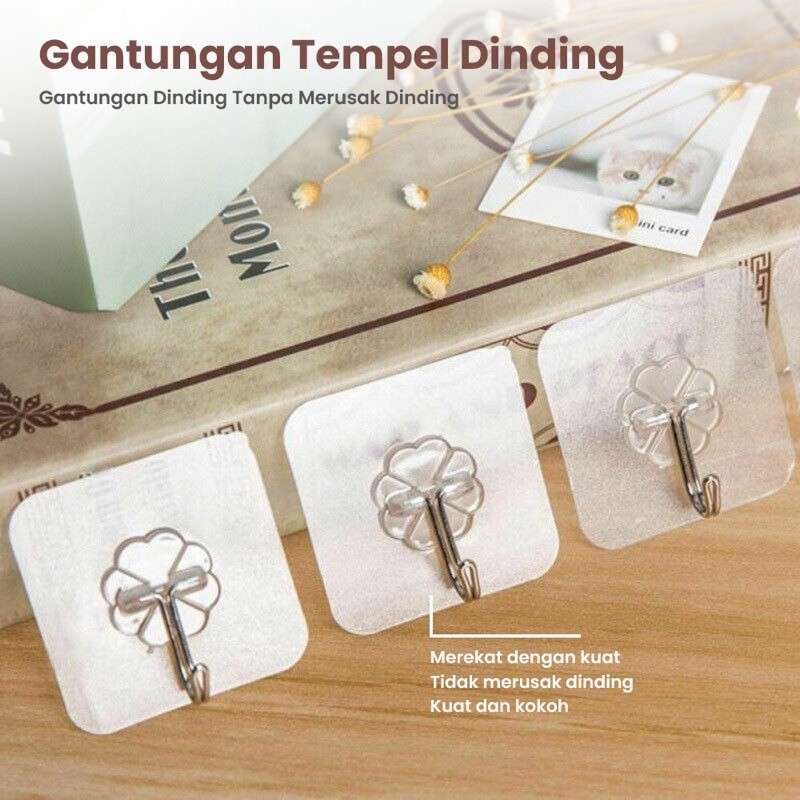 Gantungan Tempel Transparan Kuat - Cocok untuk Baju Peralatan Dapur dll